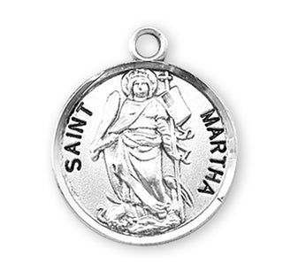 Sterling Silver Round Shaped St. Martha Medal