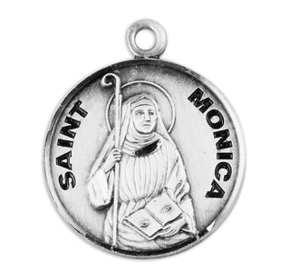 Sterling Silver Round Shaped St. Monica Medal