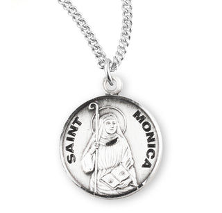 Sterling Silver Round Shaped Saint Monica Medal