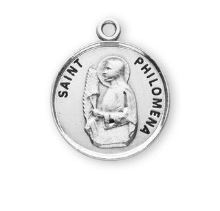 Sterling Silver Round Shaped St. Philomena Medal
