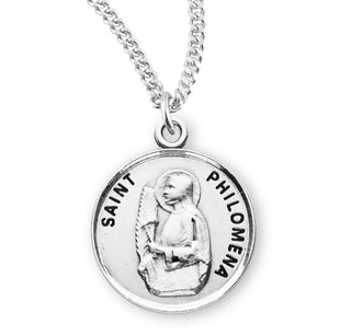 Sterling Silver Round Shaped Saint Philomena Medal