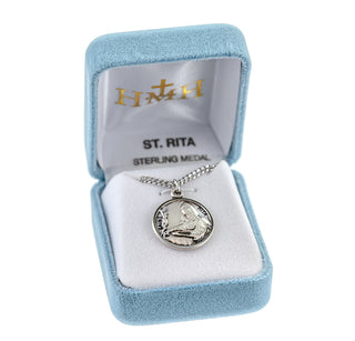 Sterling Silver Round Shaped St. Rita Medal