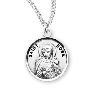 Sterling Silver Round Shaped Saint Rose Medal