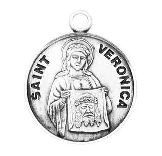 Sterling Silver Round Shaped St. Veronica Medal