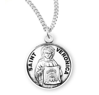 Sterling Silver Round Shaped Saint Veronica Medal