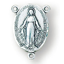 Sterling Silver Miraculous and Sacred Heart Rosary Center