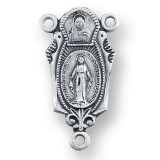 Sterling Silver Miraculous and Sacred Heart Rosary Center