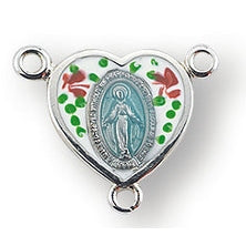 Sterling Silver Enameled Miraculous Rosary Center
