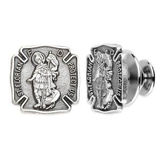 Saint Florian Sterling Silver Firefighters Lapel Pin