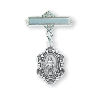 Sterling Silver Blue Enameled Baby Miraculous Pin