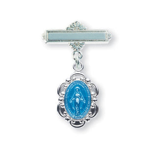 Sterling Silver Blue Enameled Baby Miraculous Medal