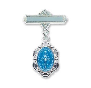 Sterling Silver Blue Enameled Baby Miraculous Pin