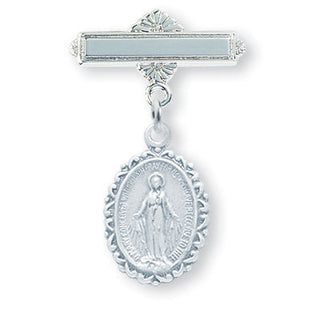 Sterling Silver BlueFlower Enameled Baby Cross Pin