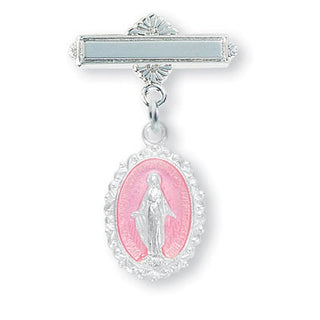 Sterling Silver Pink Enameled Baby Miraculous Pin