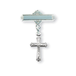 Sterling Silver Detailed Baby Cross Pin