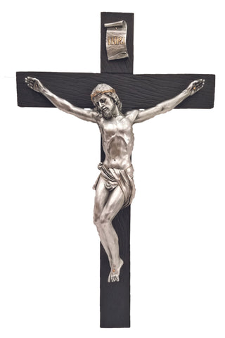 Crucifix in Black/Pewter Style 17"