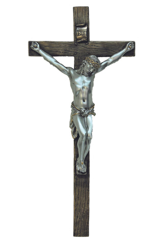 Crucifix in Cold Cast Bronze/Pewter Style 13"