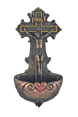 Crucifixion Font in Cold Cast Bronze 6.75"