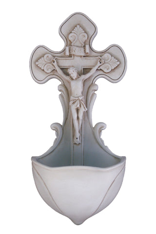 Crucifixion Font in Antiqued Resin 7.5"