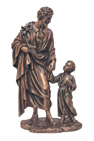 St. Joseph & Child in Cold Cast Bronze 9"