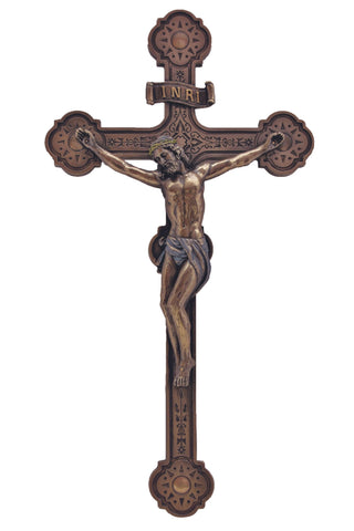 Ornate Crucifix Cold Cast Bronze 14"