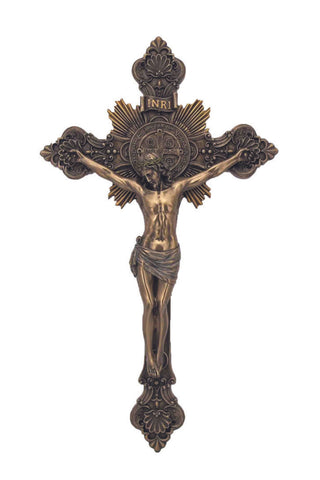 St. Benedict Crucifix in Cold Cast Bronze  7.75"