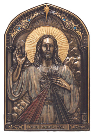 Divine Mercy Plaque in Cold Cast Bronze 6x9"