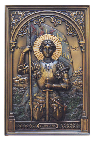St. Joan of Arc Plaque in Cold Cast Bronze 6x9"
