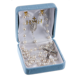 Multi Color Faux Pearl Rosary - Engravable