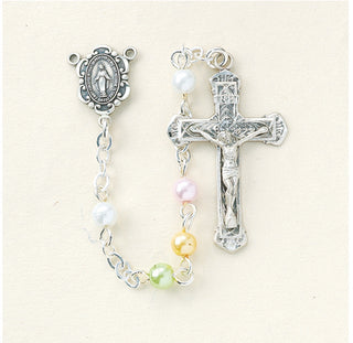Blue Venetian Glass Flower Rosary - Engravable