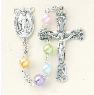 Multi Color Faux Pearl Rosary - Engravable