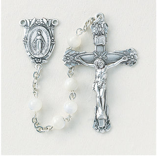 Czech Tin Cut Caribbean Blue Crystal Cube Sterling Rosary - Engravable