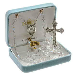 Multi Set Aqua Crystal Rosary - Engravable