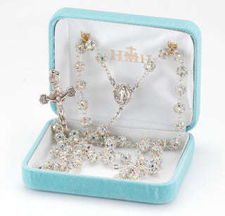 Multi Crystal Aurora Rosary - Engravable
