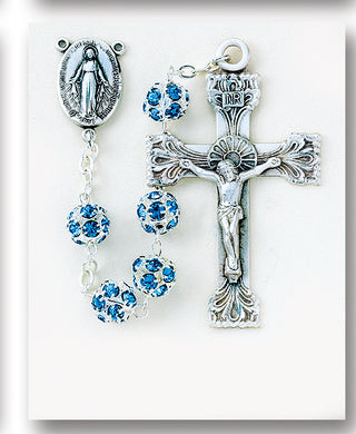Multi Sapphire Crystal Rosary - Engravable