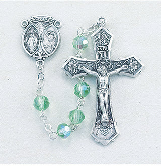 Tin Cut Chrysolite Crystal Rosary - Engravable