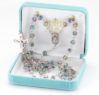 Metallic Multi Color Helix Crystal Rosary - Engravable