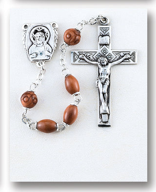 Brown Oval Genuine Cocoa Rosary - Engravable