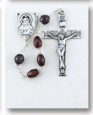 Maroon Oval Genuine Cocoa Rosary - Engravable