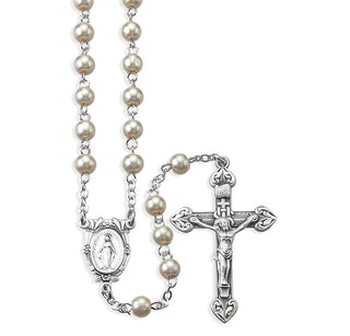 Imitation Pearl Rosary Engravable