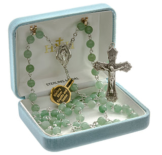 Round Genuine Aventurine Rosary - Engravable