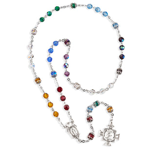 Multi Color Round Finest Austrian Crystal Saint Michael the Archangel Chaplet Rosary