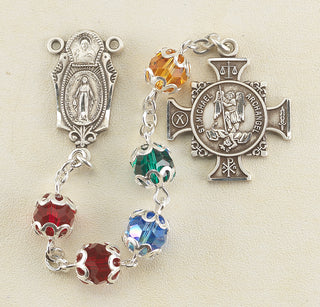 Multi Color Round Finest Austrian Crystal Saint Michael The Archangel Chaplet Rosary