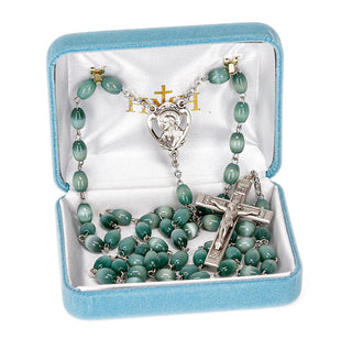 Oval Grey Ceramic Rosary - Engravable