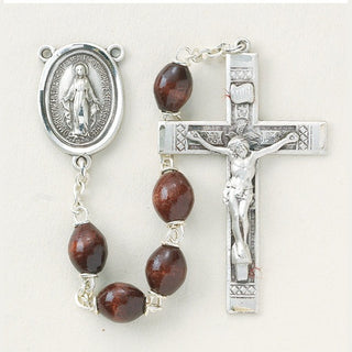 Maroon Oval Boxwood Rosary - Engravable