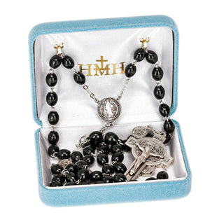 Black Oval Wood St. Benedict Rosary