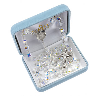 Austrian Crystal Cube Rosary - Engravable