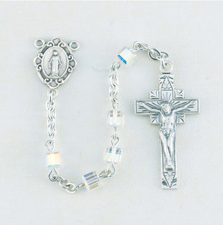 Austrian Crystal Cube Shaped Rosary - Engravable