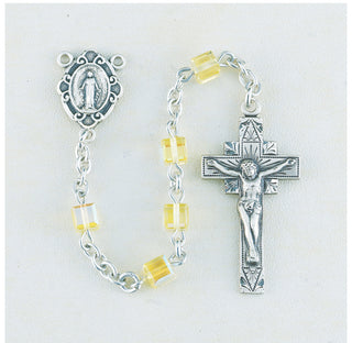 Jonquil Finest Austrian Crystal Cube Shape Rosary - Engravable