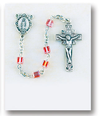 Pink Finest Austrian Crystal Cube Shape Rosary - Engravable